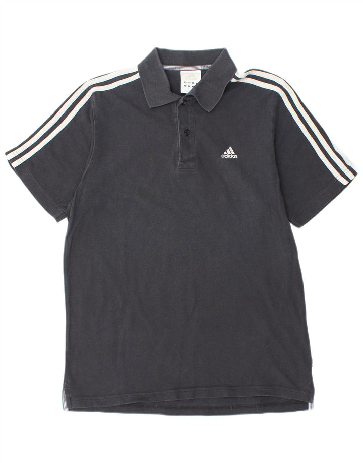 ADIDAS Mens Polo Shirt Medium Black Cotton