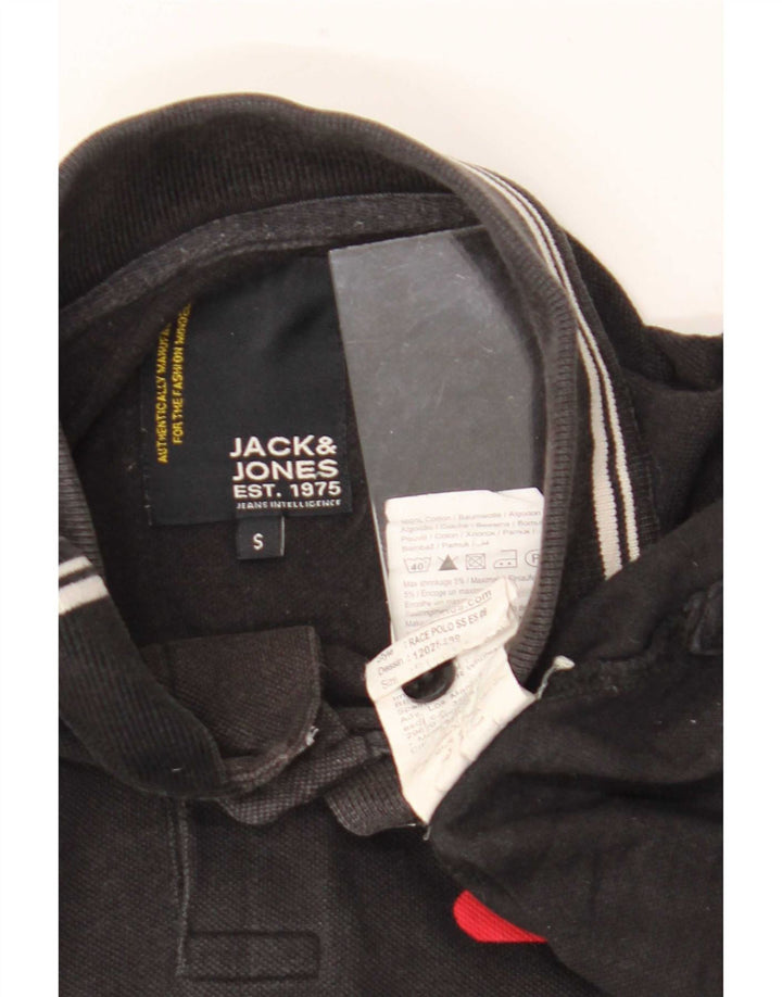 Jack & Jones Ανδρικό γραφικό μπλουζάκι πόλο μικρό μαύρο βαμβακερό