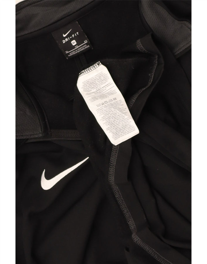NIKE Mens Dri Fit Zip Neck Pullover Tracksuit Top XL Black Colourblock