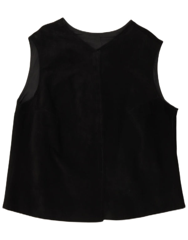 Vintage Γυναικείο Suede Γιλέκο UK 22 3XL Μαύρο