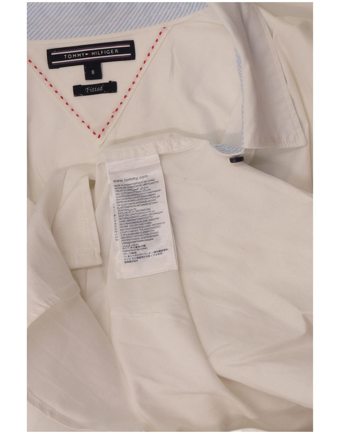 Tommy Hilfiger Γυναικείο Εφαρμοσμένο Πουκάμισο US 8 Μεσαίο λευκό βαμβακερό