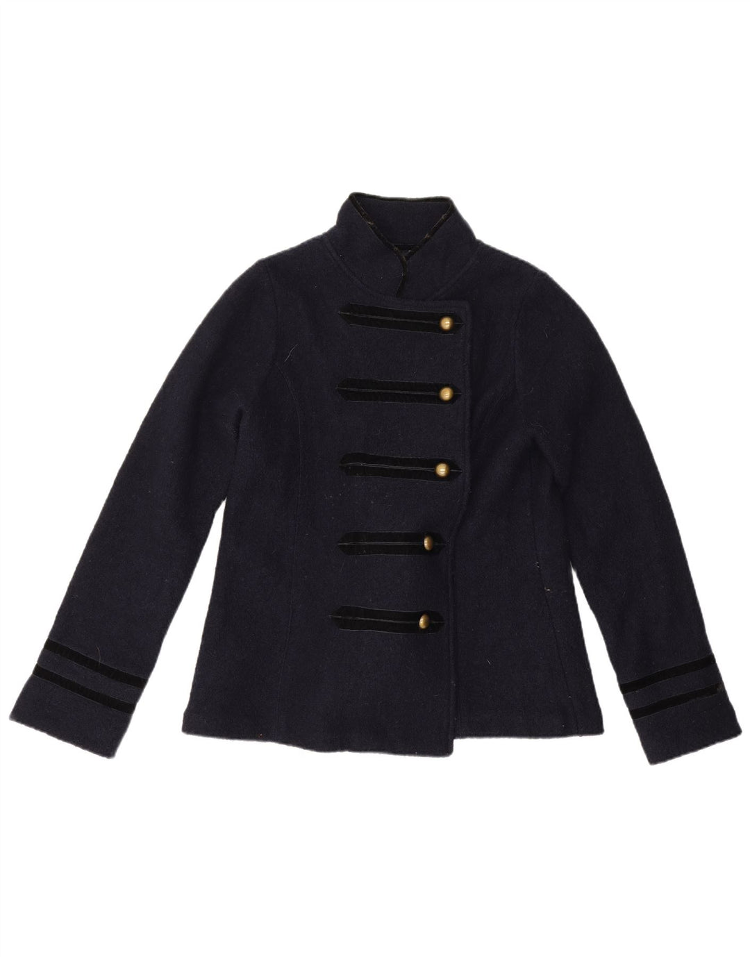 Zara Γυναικείο μπουφάν blazer UK 16 Large Navy Blue Wool