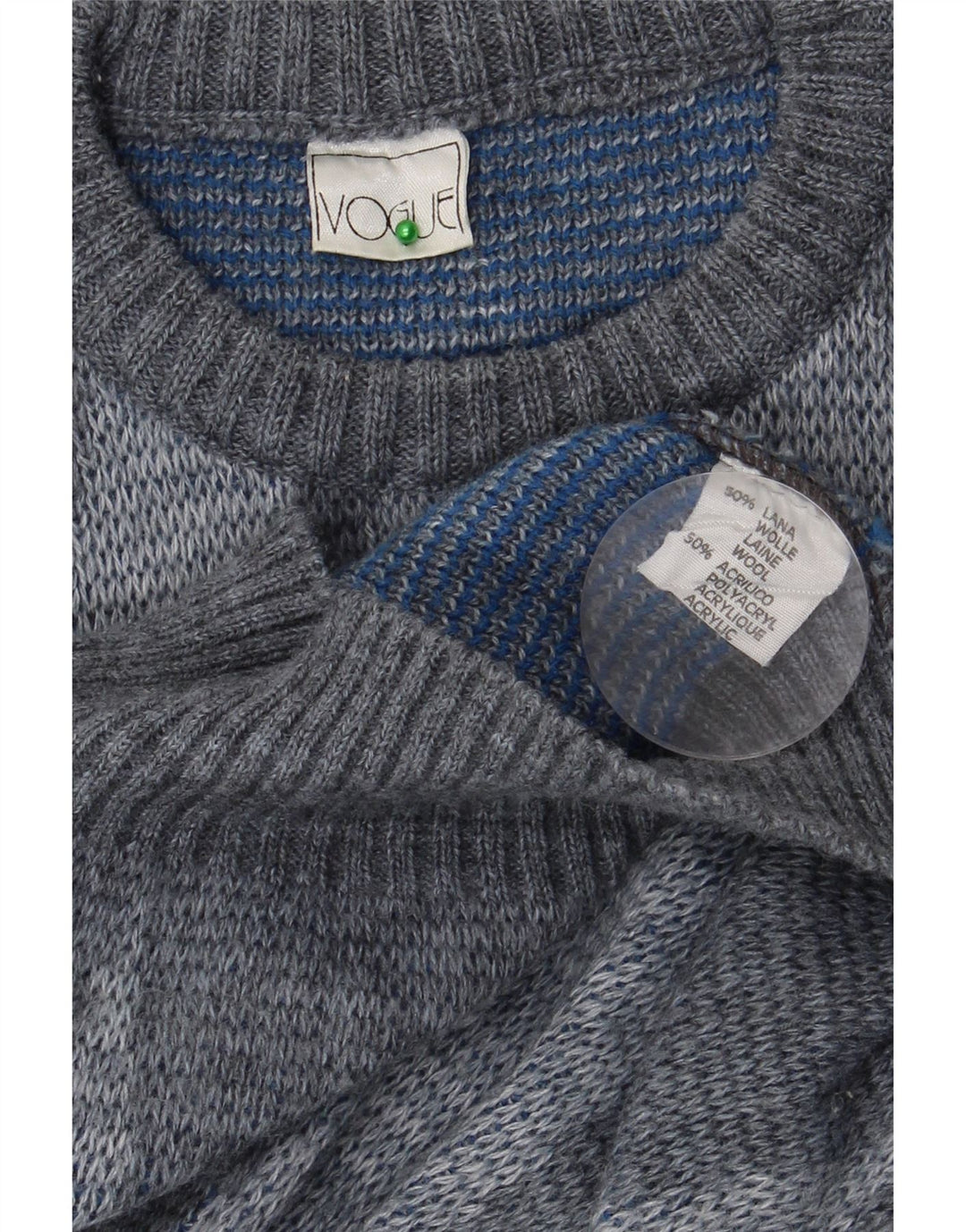 Ανδρικό πουλόβερ VOGUE Crew Neck Jumper Μεγάλο Γκρι Argyle/Diamond Wool