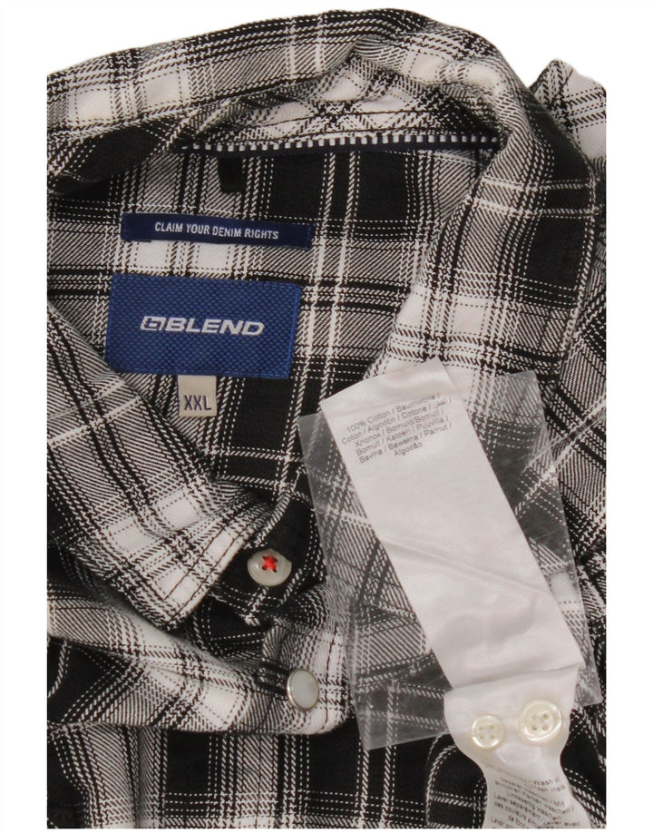 BLEND Mens Flannel Shirt 2XL Black Check Cotton
