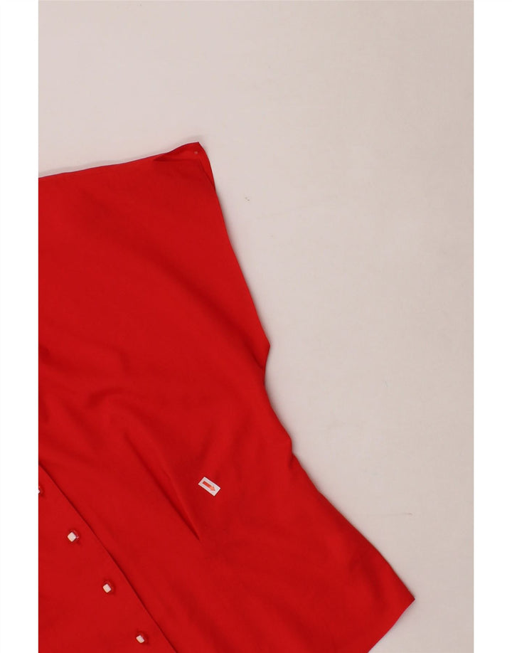 VINTAGE Womens Short Sleeve Shirt Blouse IT 42 Medium Red Polyester Vintage Vintage and Second-Hand Vintage from Messina Hembry 