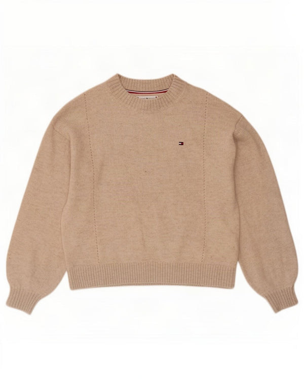 Tommy Hilfiger Girls Turtle Neck Jumper πουλόβερ 11-12 ετών Μπεζ μαλλί