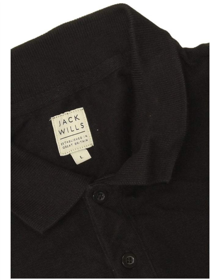 Jack Wills Ανδρικό Πόλο Μπλουζάκι μεγάλο μαύρο βαμβακερό
