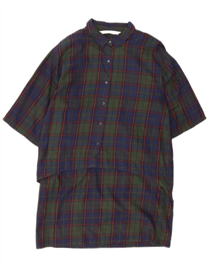 Zara γυναικείο πουλόβερ πουκάμισο 3/4 μανίκι UK 16 μεγάλο μπλέ καρό