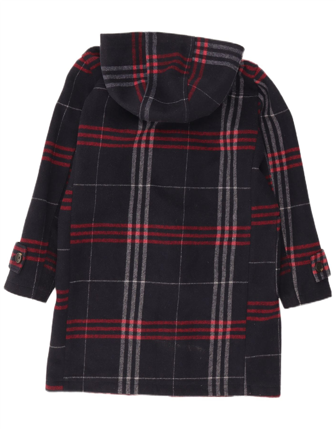 Zara Ανδρικό παλτό Duffle με κουκούλα UK 36 Small Navy Blue Check Polyester