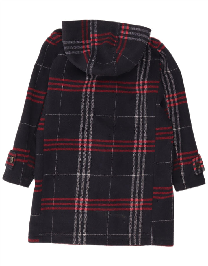 Zara Ανδρικό παλτό Duffle με κουκούλα UK 36 Small Navy Blue Check Polyester