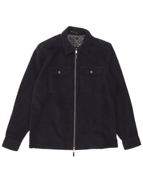 Ted Baker Ανδρικό μπουφάν Bomber Size 4 Large Navy Blue από βαμβάκι