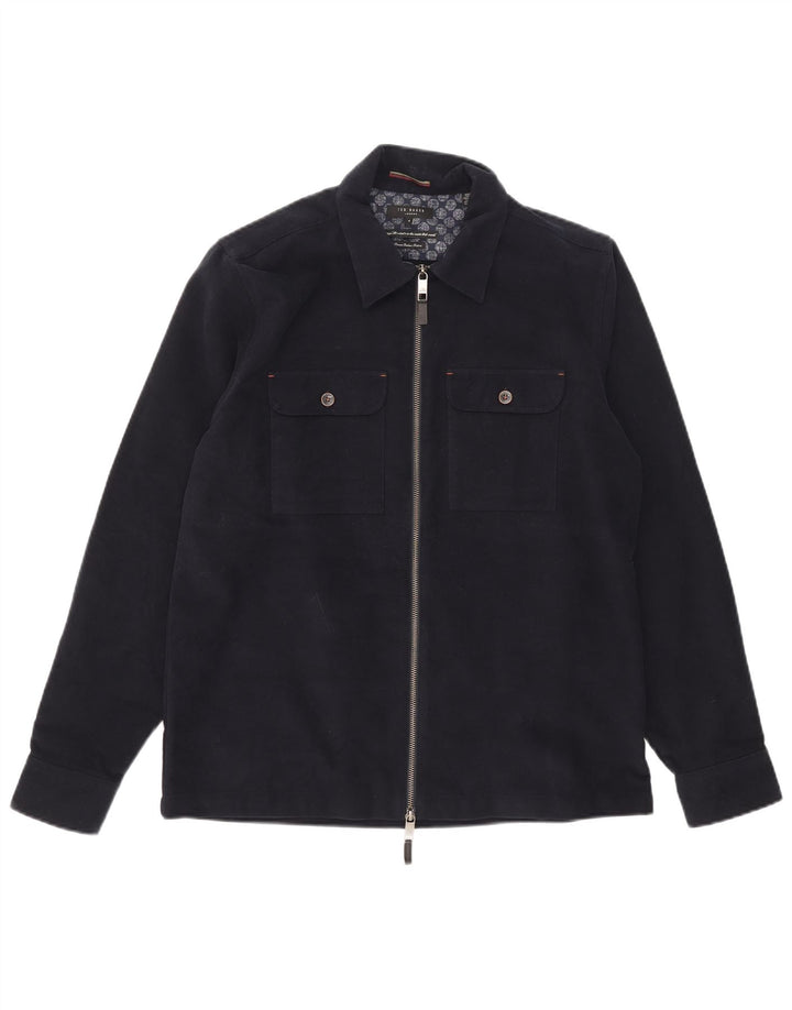Ted Baker Ανδρικό μπουφάν Bomber Size 4 Large Navy Blue από βαμβάκι