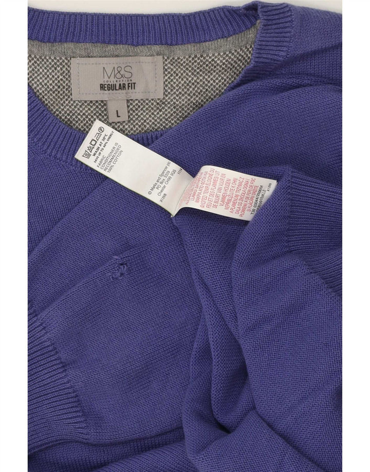 Ανδρικό πουλόβερ Marks & Spencer Regular Fit Crew Neck Jumper Large Purple