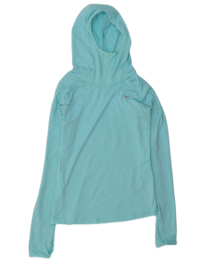 NIKE Γυναικεία κουκούλα Dri Fit Μακρυμάνικο UK 10 Small Blue Polyester