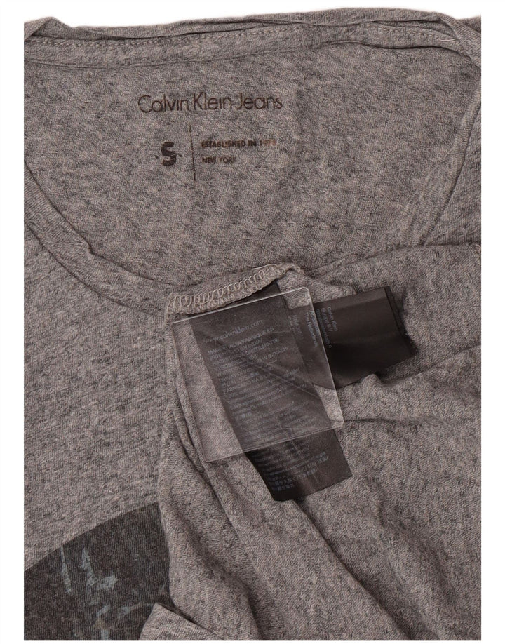 Calvin Klein Jeans Ανδρικό γραφικό T-Shirt Top Μικρό γκρι βαμβακερό