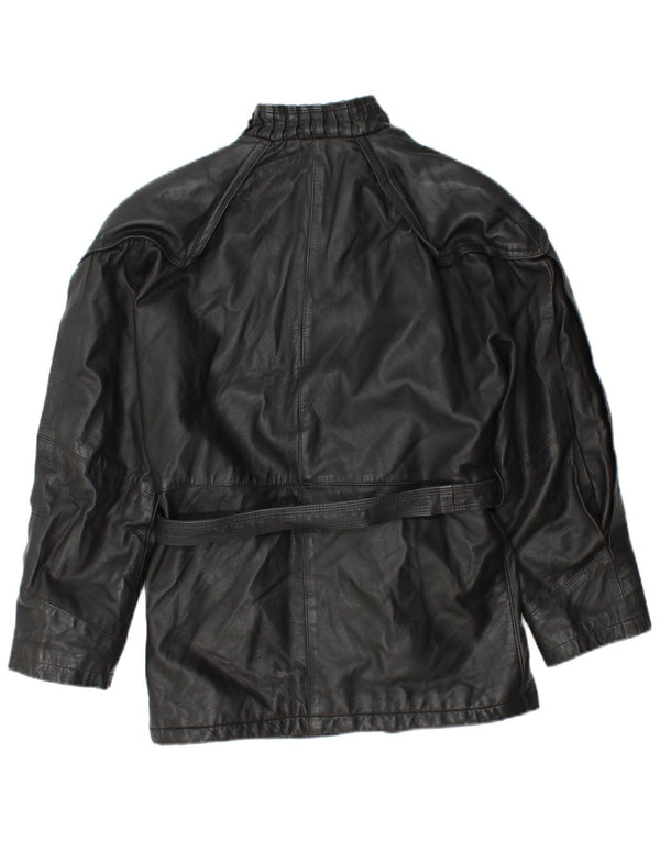 Vintage Γυναικείο Δερμάτινο Μπουφάν UK 12 Medium Μαύρο