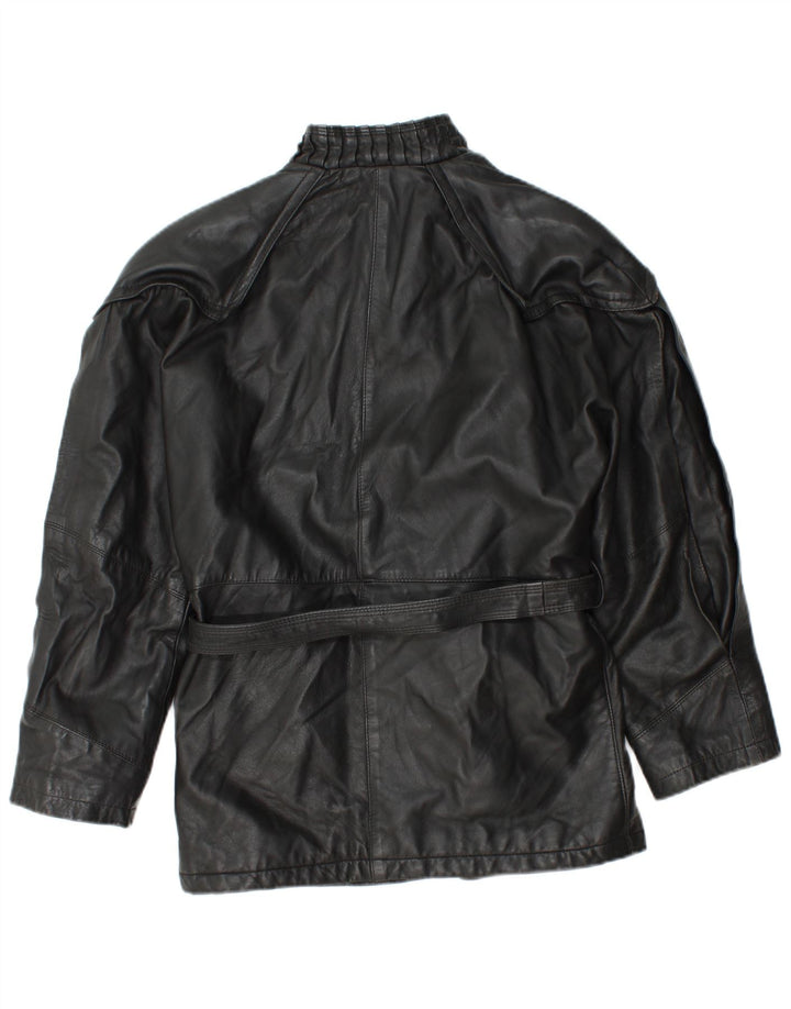 Vintage Γυναικείο Δερμάτινο Μπουφάν UK 12 Medium Μαύρο