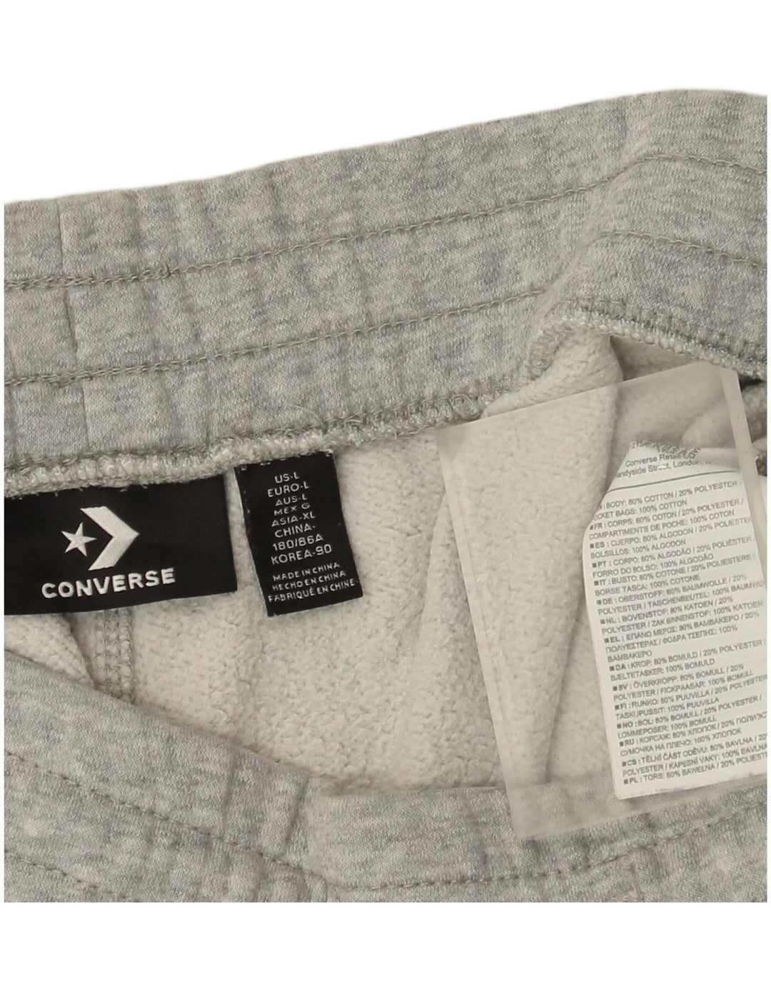 Ανδρικό αθλητικό σορτς Converse από βαμβακερό γκρι μεγάλο χρώμα