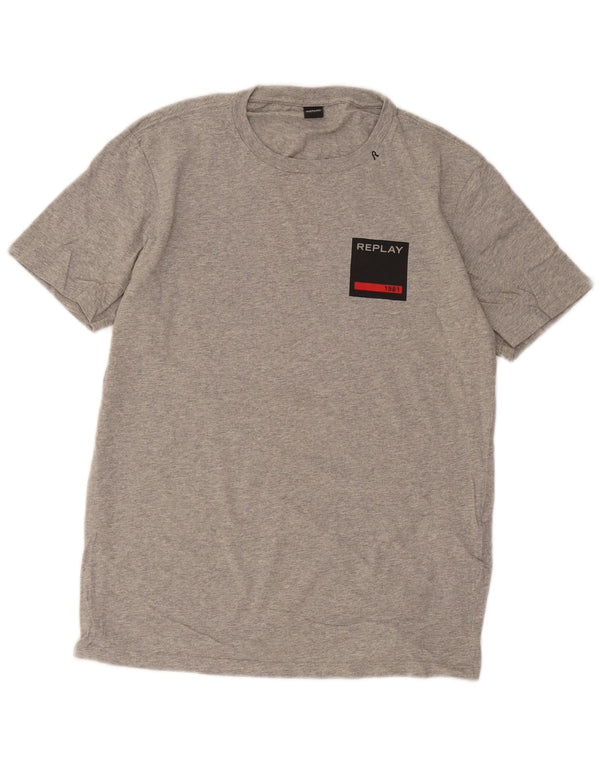 Ανδρικό T-Shirt Replay Top Large Grey Flecked Cotton
