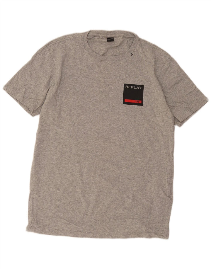 Ανδρικό T-Shirt Replay Top Large Grey Flecked Cotton