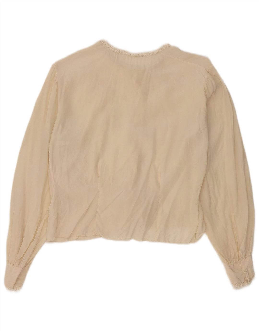 Vintage Γυναικείο πουκάμισο Crop Μπλούζα UK 12 Medium Beige