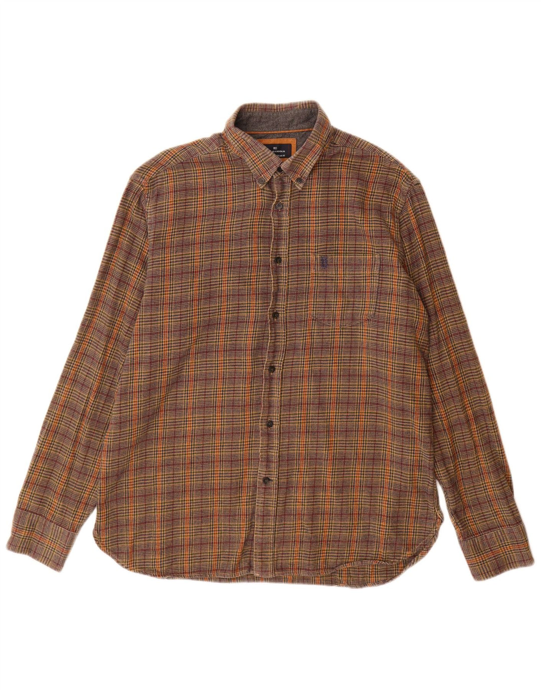 Marks & Spencer Ανδρικό πουκάμισο Μπλε Harbor Flannel Μεγάλο Καφέ Houndstooth