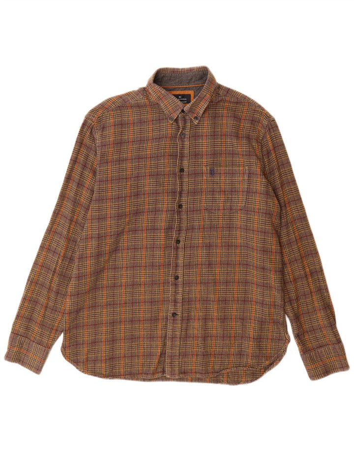 Marks & Spencer Ανδρικό πουκάμισο Μπλε Harbor Flannel Μεγάλο Καφέ Houndstooth