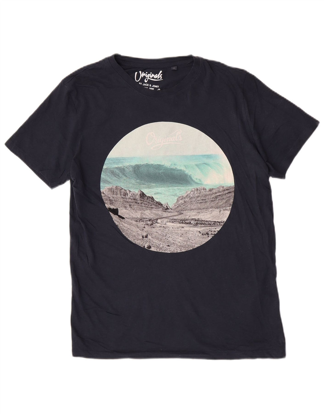 Ανδρικό μπλουζάκι με κανονικό γραφικό Jack & Jones Top Medium Navy Blue Nature