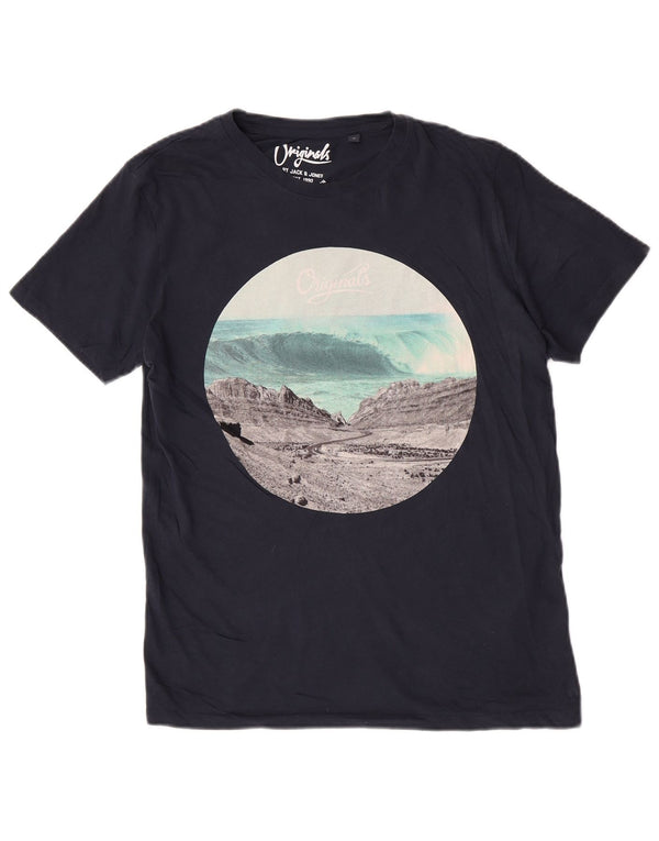 Ανδρικό μπλουζάκι με κανονικό γραφικό Jack & Jones Top Medium Navy Blue Nature