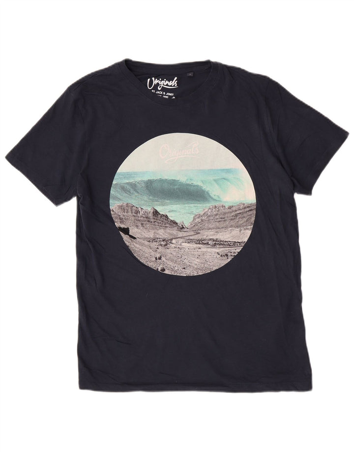 Ανδρικό μπλουζάκι με κανονικό γραφικό Jack & Jones Top Medium Navy Blue Nature