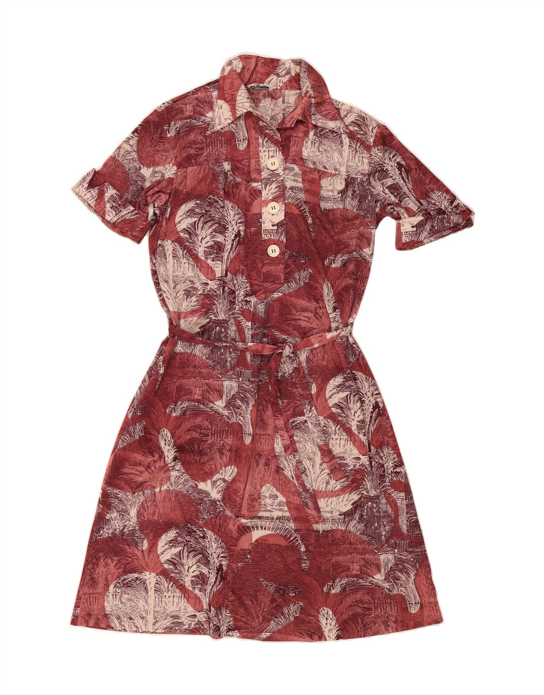 LUISA SPAGNOLI Womens Abstract Pattern A-Line Dress IT 44 Medium Burgundy Vintage Luisa Spagnoli and Second-Hand Luisa Spagnoli from Messina Hembry 