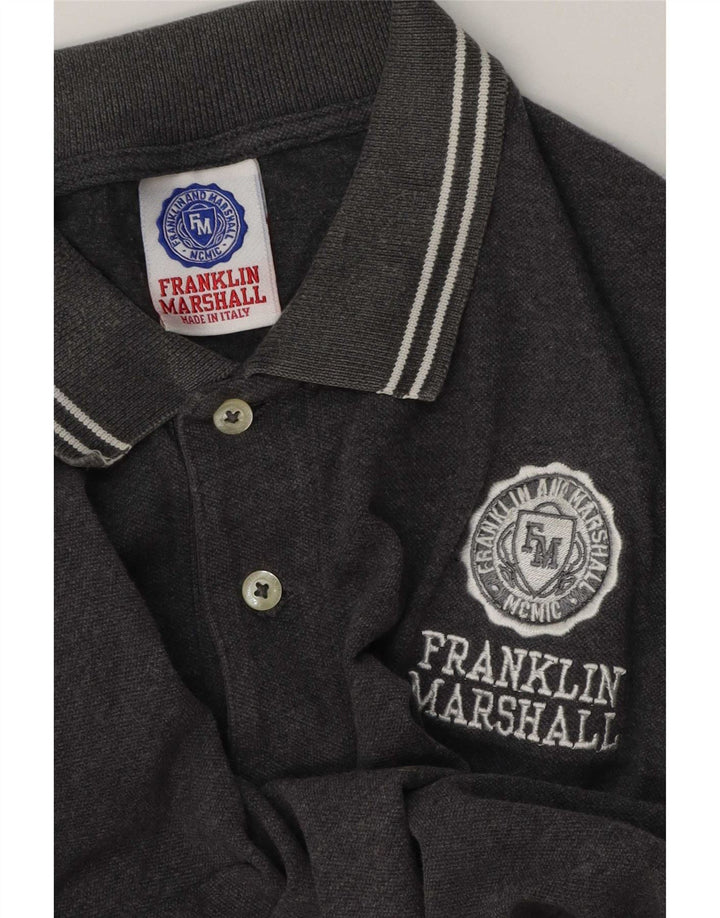 Ανδρικό γραφικό μπλουζάκι πόλο Franklin & Marshall, μεσαίο γκρι