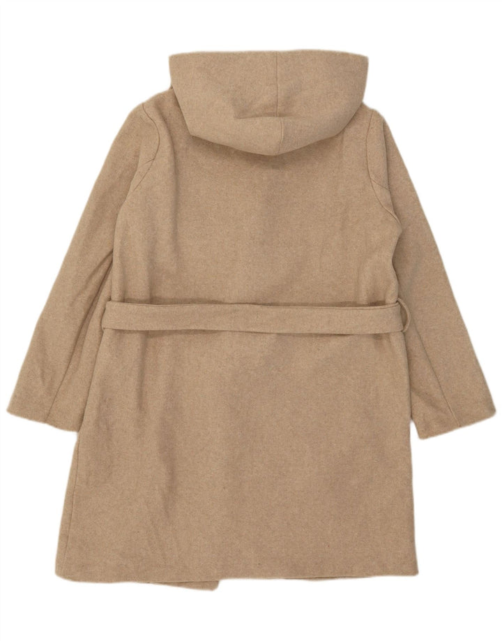 Zara Γυναικείο πανωφόρι με κουκούλα UK 14 Medium Beige Polyester