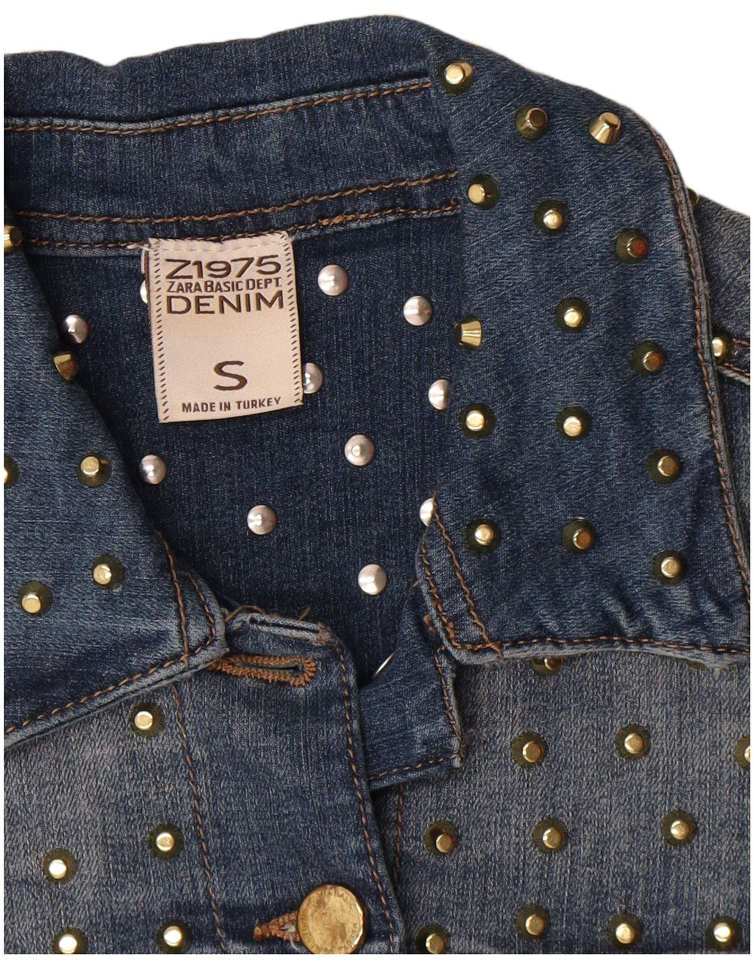 Zara Γυναικείο Τζιν Μπουφάν UK 10 Small Blue Cotton