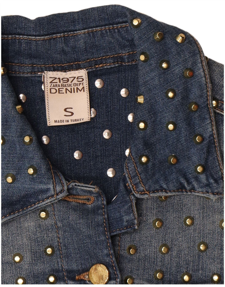 Zara Γυναικείο Τζιν Μπουφάν UK 10 Small Blue Cotton