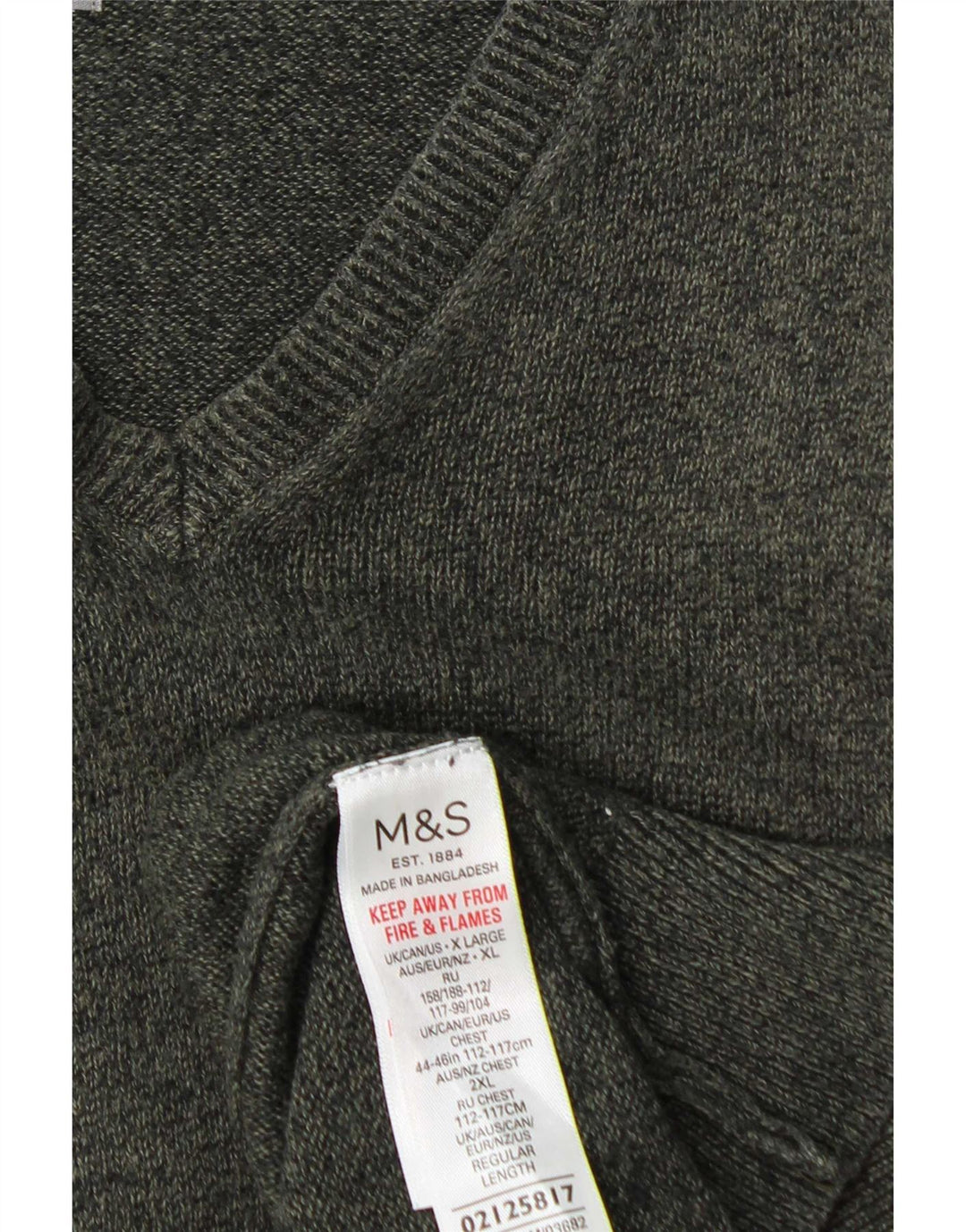 Marks & Spencer Ανδρικό πουλόβερ με λαιμόκοψη με λαιμόκοψη XL πράσινο βαμβακερό