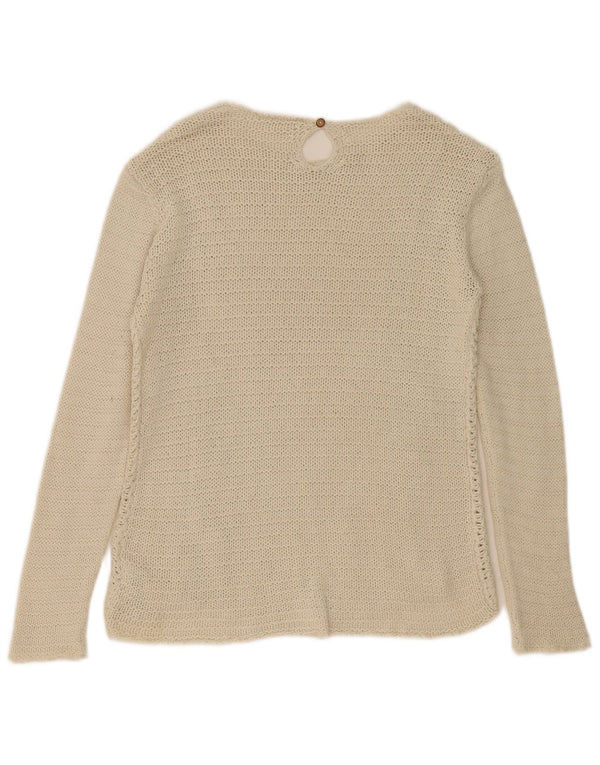 Zara Girls Crochet Boat Neck Jumper πουλόβερ 13-14 ετών Μπεζ βαμβακερό