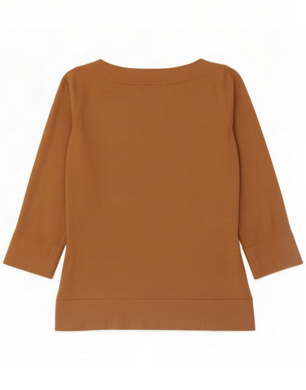 Marks & Spencer Womens Top 3/4 Sleeve UK 10 Small Brown Viscose