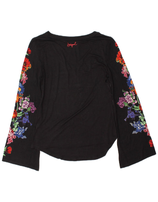 Desigual Γυναικείο τοπ μακρυμάνικο UK 10 Small Black Floral