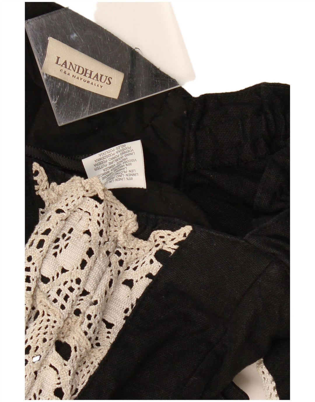 Γυναικεία LANDHAUS Trachten Crop Corset Top UK 8 Small Black Floral Len