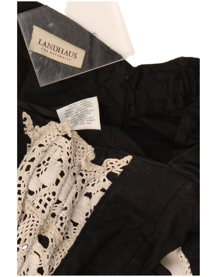 Γυναικεία LANDHAUS Trachten Crop Corset Top UK 8 Small Black Floral Len