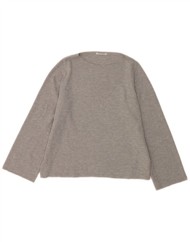 Zara Γυναικείο Trafaluc Oversized Top μακρυμάνικο UK 10 Small Grey Polyester