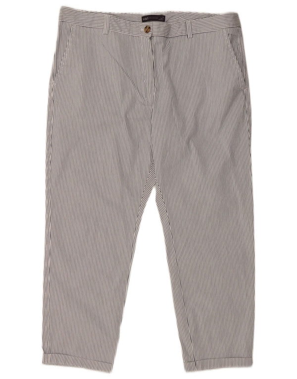 Marks & Spencer Γυναικείο Cropped Παντελόνι UK 16 Large W36 L25 White ριγέ