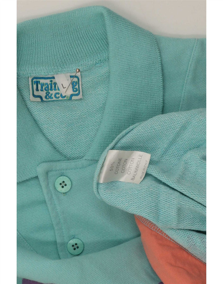 Vintage γραφικό ανδρικό φούτερ Jumper Μεγάλο πολύχρωμο Colourblock