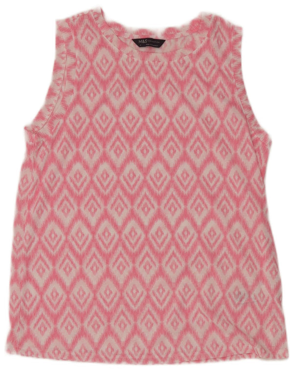 Marks & Spencer Γυναικεία Αμάνικη Μπλούζα Τοπ UK 8 Small Pink Ikat Polyester