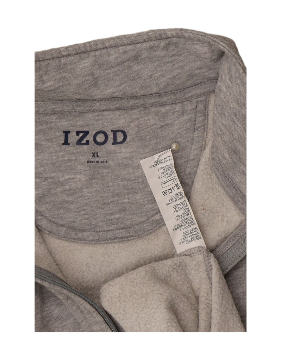 IZOD Mens Zip Neck Sweatshirt Jumper XL Grey Cotton Vintage Izod and Second-Hand Izod from Messina Hembry 
