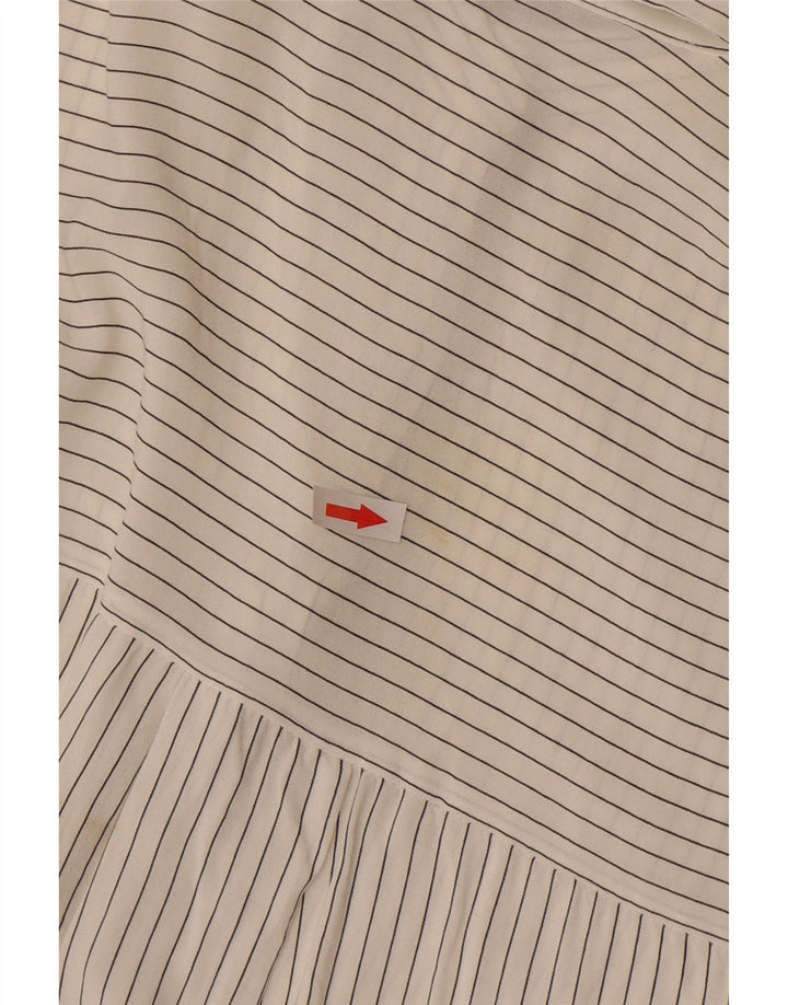 Zara Γυναικείο πουκάμισο See Through Pullover UK 16 Large Off White ριγέ