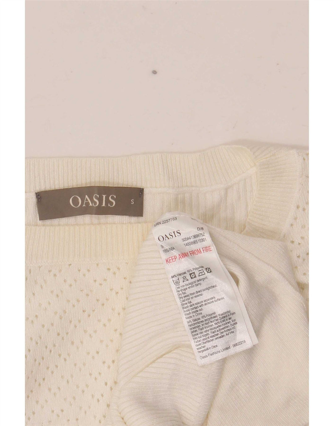 Oasis γυναικείο πουλόβερ με λαιμό σκακιέρα UK 10 Small White Viscose