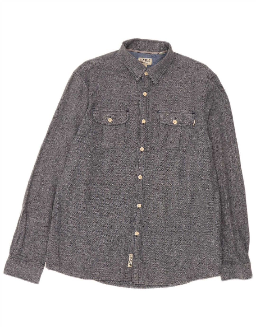 Jack Wills Ανδρικό πουκάμισο μεγάλο μπλε βαμβακερό ψαροκόκκαλο