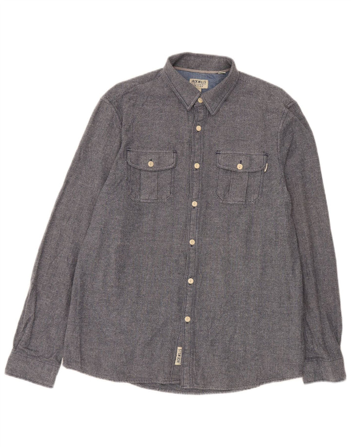 Jack Wills Ανδρικό πουκάμισο μεγάλο μπλε βαμβακερό ψαροκόκκαλο
